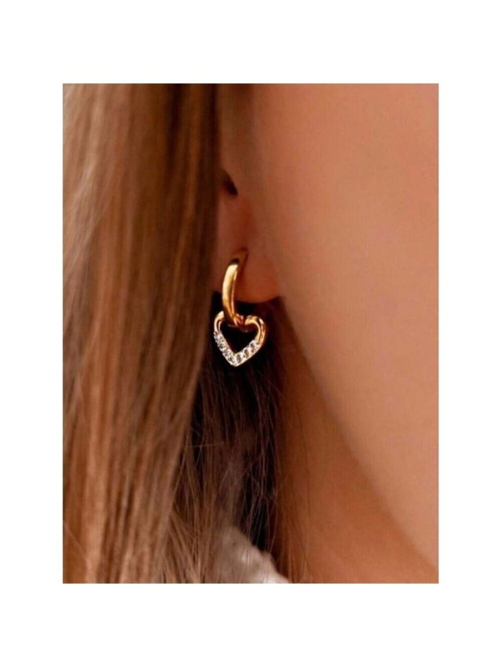 Heart Hoop Drop Earrings M1789